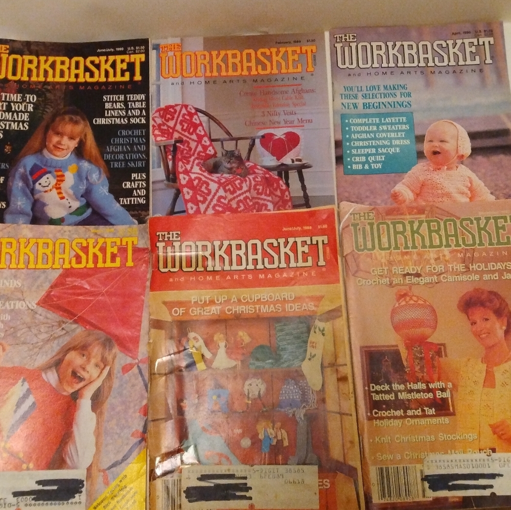 6 Vintage The Workbasket pattern books. 1987-1990.